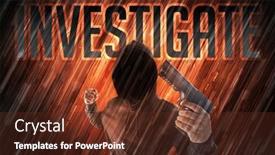  Presentation with investigate - PPT theme consisting of mysterious-man-with-investigate-inscription background and a tawny brown colored foreground