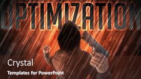  Presentation with security - PPT layouts enhanced with mysterious-man-with-optimization-inscription background and a tawny brown colored foreground