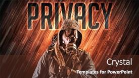  Presentation with privacy - Colorful presentation design enhanced with mysterious-man-with-privacy-inscription backdrop and a tawny brown colored foreground