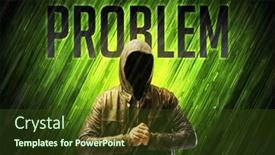  Presentation with security - PPT theme featuring mysterious-man-with-problem-inscription background and a tawny brown colored foreground