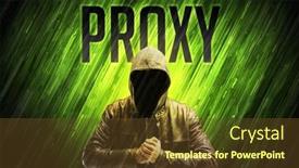  Presentation with security - PPT theme enhanced with mysterious-man-with-proxy-inscription background and a tawny brown colored foreground