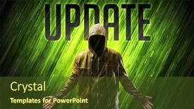  Presentation with security - Theme featuring mysterious-man-with-update-inscription background and a tawny brown colored foreground