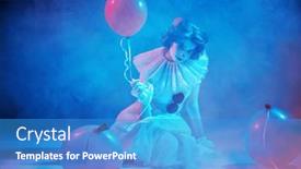  Presentation with circus - Presentation theme having mysterious-old-circus-a-clown and a teal colored foreground