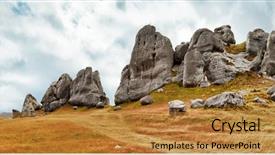  Presentation with new zealand - PPT theme enhanced with mysterious places - castle hill southern alps arthurs background and a gold colored foreground