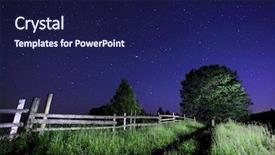  Presentation with wood - Presentation theme with mysterious places - fantastic view at the starry background and a navy blue colored foreground