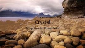  Presentation with scotland - PPT theme having mysterious places - idyllic bay with pebbles background and a coral colored foreground