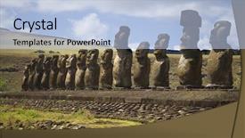  Presentation with island - Amazing presentation theme having mysterious places - row with statues at easter backdrop and a light blue colored foreground