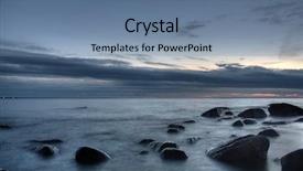  Presentation with stones - Presentation theme consisting of mysterious view of stones and pebbles in water after sunset background and a seafoam green colored foreground