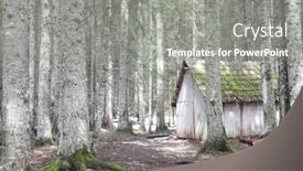  Presentation with nature cabin - Presentation design having mysterious-wooden-cottage-log-cabin background and a gray colored foreground
