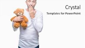  Presentation with teddy bear - Cool new presentation design with mysteruous animal - middle age senior hoary man backdrop and a white colored foreground