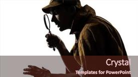  Presentation with detective - Theme featuring mystery detective - silhouette in studio on white background and a wine colored foreground