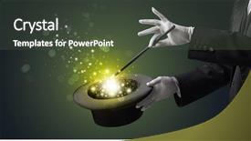  Presentation with conjuring - Cool new presentation theme with mystery entertainer - white glove hand conjuring something backdrop and a tawny brown colored foreground