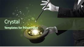  Presentation with conjuring - Slide deck consisting of mystery entertainer - white glove hand conjuring something background and a  colored foreground