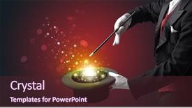  Presentation with conjuring - Slide set enhanced with mystery entertainer - white glove hand conjuring something background and a tawny brown colored foreground