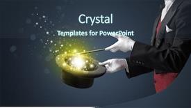  Presentation with conjuring - Beautiful presentation design featuring mystery entertainer - white glove hand conjuring something backdrop and a tawny brown colored foreground