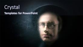  Presentation with mystery - Beautiful slide deck featuring mystery-figure-with-hat backdrop and a wine colored foreground