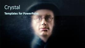  Presentation with mystery - PPT theme with mystery-figure-with-hat background and a wine colored foreground