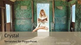  Presentation with mystery - PPT theme having mystery sales - levitating woman background and a coral colored foreground