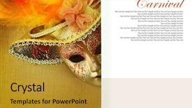  Presentation with carnival - Presentation theme with mystery templat - carnival mask with copy-space background and a gold colored foreground