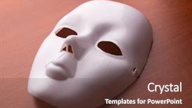  Presentation with mystery - Beautiful PPT theme featuring mystery templat - theater mask on the table backdrop and a tawny brown colored foreground