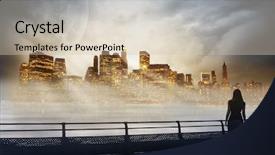  Presentation with manhattan - Theme featuring mystic forest - manhattan in dreams background and a soft green colored foreground