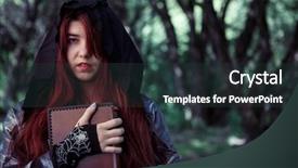  Presentation with mystic - Amazing slide deck having mystic photo of black witch backdrop and a tawny brown colored foreground