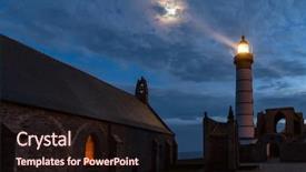  Presentation with mystical - Beautiful slide deck featuring mystical church and lighthouse illuminated backdrop and a wine colored foreground
