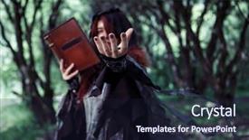  Presentation with mystical - Slides with mystical witch with outstretched hand background and a  colored foreground