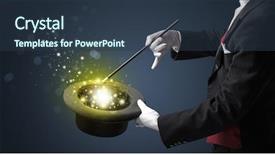  Presentation with conjuring - Presentation enhanced with mystery entertainer - white glove hand conjuring something background and a tawny brown colored foreground
