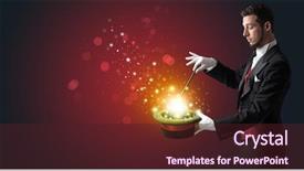  Presentation with conjuring - Presentation theme enhanced with lustrous - white glove hand conjuring something background and a tawny brown colored foreground