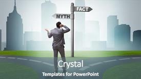  Presentation with choice - Cool new slide set with myth - businessman in difficult choice concept backdrop and a gray colored foreground