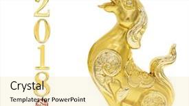  Presentation with 2018 - Presentation theme having myth - golden dog statue 2018 is background and a blonde colored foreground