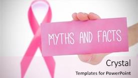  Presentation with pink ribbon - Audience pleasing theme consisting of myth - young woman holding pink card backdrop and a lemonade colored foreground