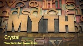  Presentation with wood type design - PPT layouts having myth word in wood type background and a tawny brown colored foreground