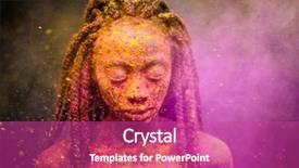  Presentation with woman body - Colorful slide deck enhanced with mythical - african woman with colourful powder backdrop and a purple colored foreground