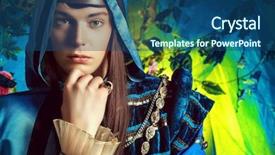  Presentation with forest fairy - Amazing slide set having mythical - noble fairy elf backdrop and a ocean colored foreground