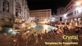  Presentation with rome italy - Amazing PPT theme having mythology neptune - people near fountain fontana di backdrop and a tawny brown colored foreground
