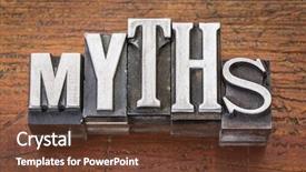  Presentation with metal - Colorful presentation enhanced with myths word in vintage metal backdrop and a tawny brown colored foreground