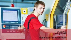  Presentation with cnc machine tool milling - PPT layouts enhanced with nacc - mechanical industrial worker at cnc background and a  colored foreground