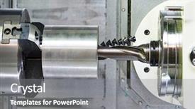  Presentation with drilling machine - Cool new presentation theme with nacc - metal working process of detail backdrop and a gray colored foreground