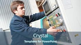  Presentation with cnc machine tool milling - Presentation theme featuring nacc - operative worker near cnc milling background and a  colored foreground