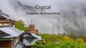  Presentation with falls - Amazing slide set having nachi japan at seigantoji pagoda and nachi falls backdrop and a light gray colored foreground