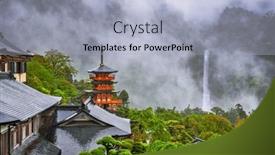 Presentation with japan - PPT theme enhanced with nachi-taisha-shrine-in-nachi background and a light blue colored foreground