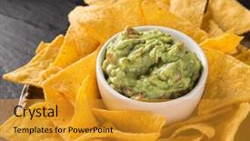  Presentation with dip - Presentation enhanced with nacho chips and salsa dip background and a gold colored foreground