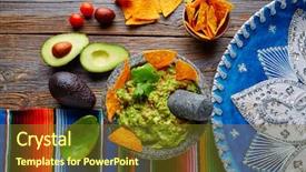  Presentation with mexican restaurant - Cool new slide deck with nachos avocado in mexican backdrop and a tawny brown colored foreground