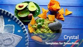  Presentation with mexican restaurant - Presentation theme featuring nachos avocado in mexican background and a ocean colored foreground