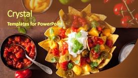  Presentation with jalapeno - Amazing PPT layouts having nachos loaded with salsa cheese backdrop and a tawny brown colored foreground