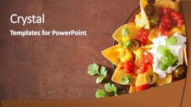  Presentation with jalapeno - Colorful presentation design enhanced with nachos loaded with salsa cheese backdrop and a tawny brown colored foreground