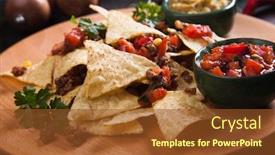  Presentation with mexican nachos tortilla chips - Presentation theme having nachos mexican meal with tortilla chips salsa and guacamole background and a tawny brown colored foreground