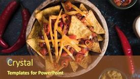 Presentation with mexican nachos tortilla chips - Beautiful slide set featuring nachos mexican meal with tortilla chips salsa and guacamole backdrop and a tawny brown colored foreground